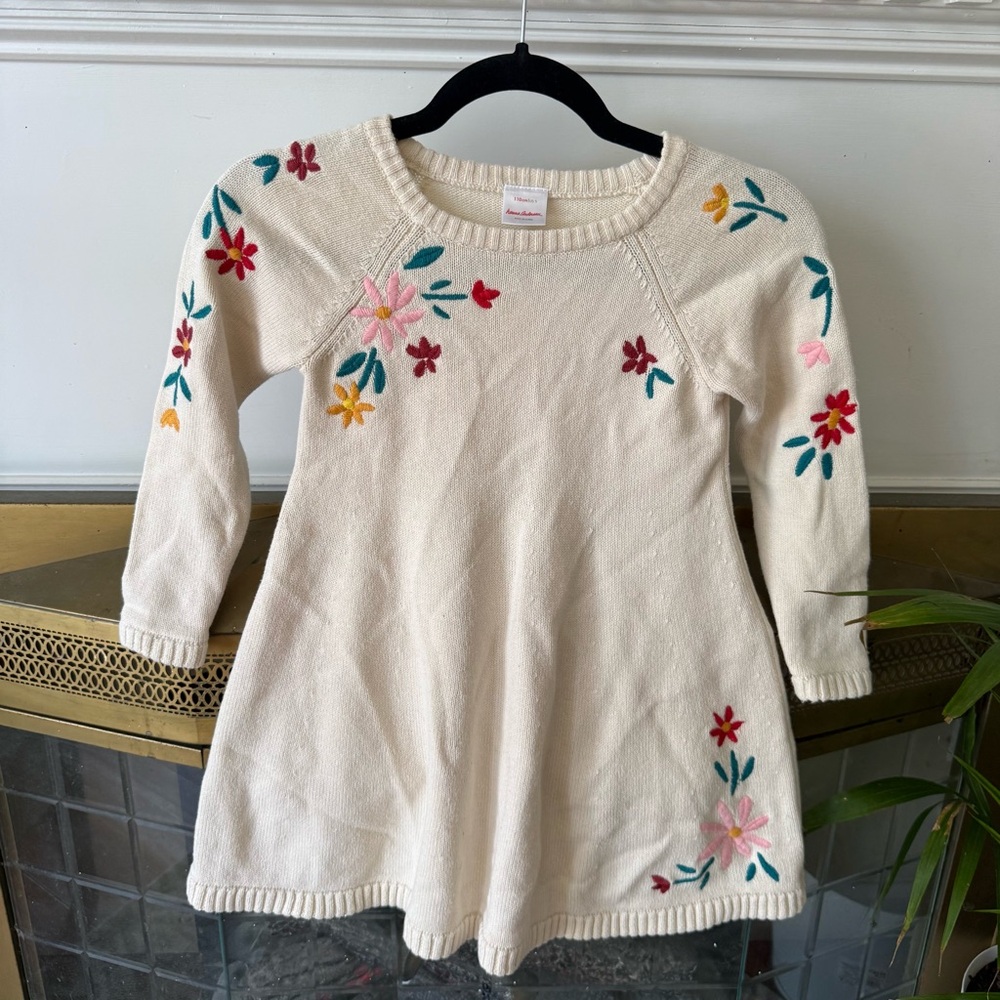 Girls Hanna Andersson Story Teller Embroidered Sweater Dress